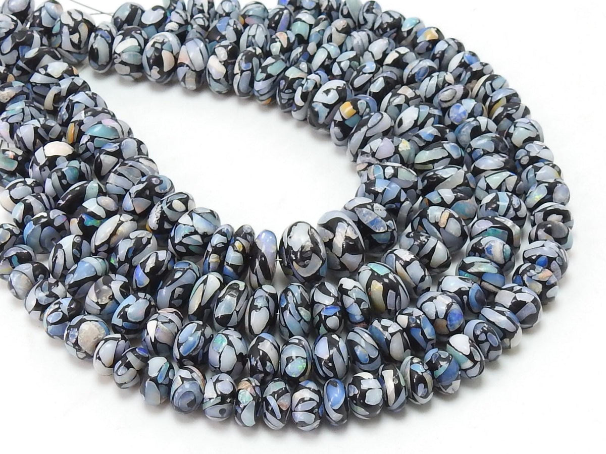Australian Opal Roundel Bead Multi Fire Smooth Polished, 8 Inches Strand, Stabilized Stone Wholesale Jewelry Making Supply MS