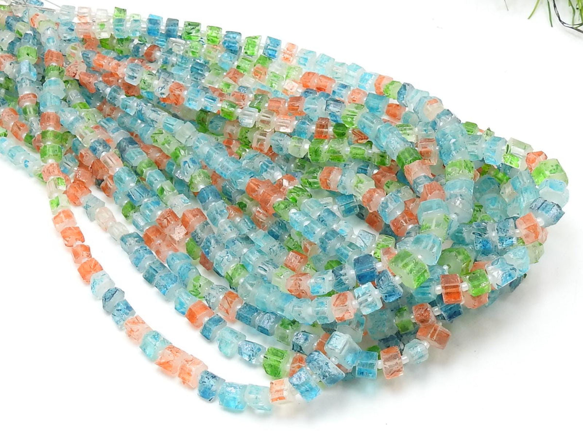 Natural Crystal Quartz Rough Nugget Beads 3-6mm, Multi Color Tumble Irregular Stone 16" Strand Wholesale Jewelry Making Supplies R2