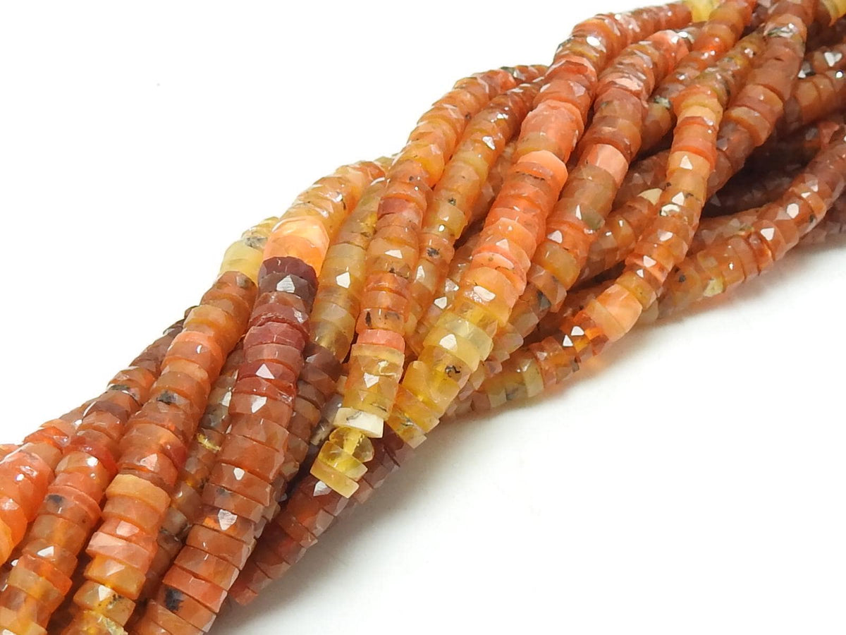 Mexican Opal Tire Button Beads, Faceted Polished Coin Rondelle, Natural Gemstone Strand 4-5mm, 16" Jewelry Making Beads Bulk WM-T4