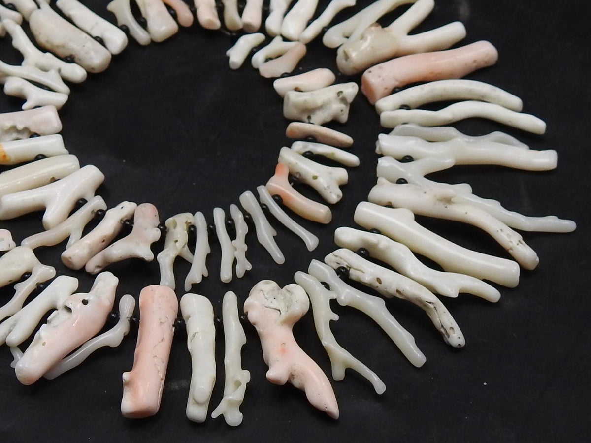 Natural White Coral Rough Stick Branches 16" Strand Jewelry Supplies Bulk Polished Raw Sea Bamboo Coral Top Drilled Stick Beads Wholesale