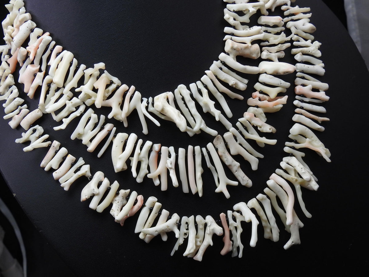 Natural White Coral Rough Stick Branches 16" Strand Jewelry Supplies Bulk Polished Raw Sea Bamboo Coral Top Drilled Stick Beads Wholesale