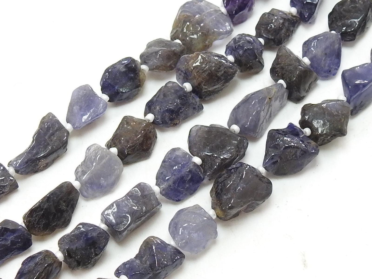 Natural Iolite Polished Rough Tumble Nuggets, 8 Inch Strand, 10-15mm Raw Gemstone Beads, Wholesale Crystal Supplies for Jewelry Making R5