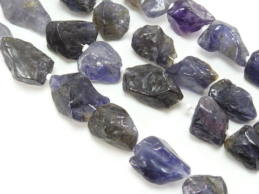 Natural Iolite Polished Rough Tumble Nuggets, 8 Inch Strand, 10-15mm Raw Gemstone Beads, Wholesale Crystal Supplies for Jewelry Making R5