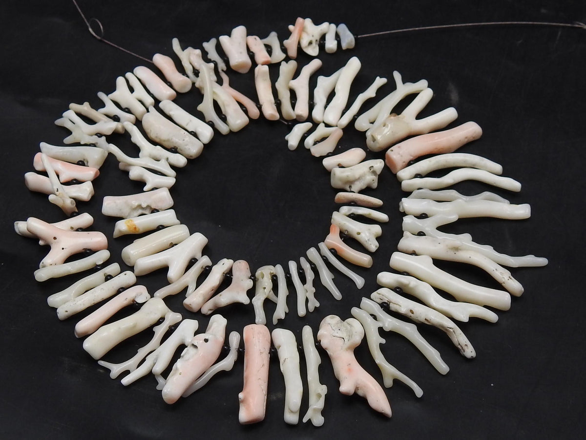 Natural White Coral Rough Stick Branches 16" Strand Jewelry Supplies Bulk Polished Raw Sea Bamboo Coral Top Drilled Stick Beads Wholesale