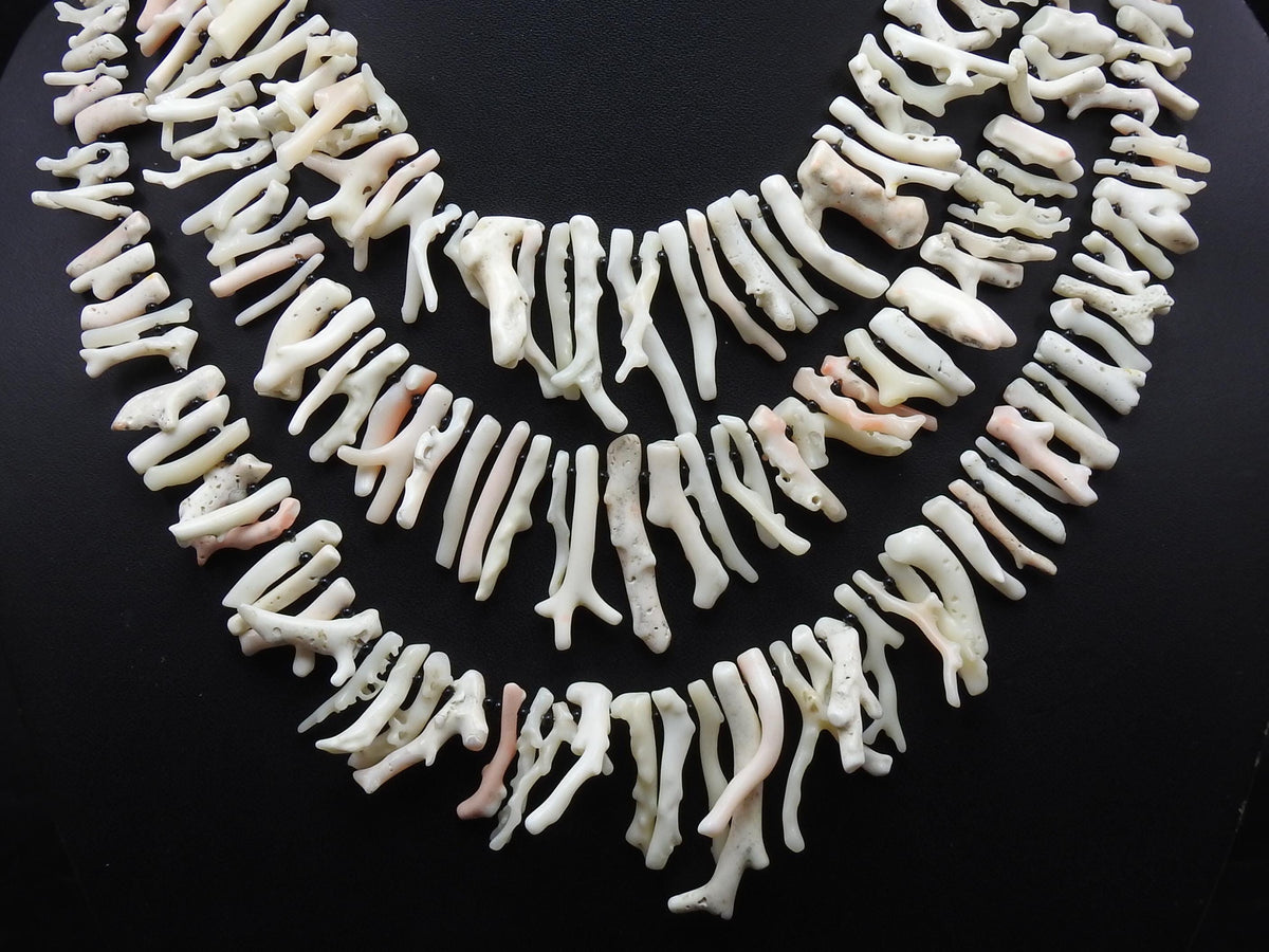 Natural White Coral Rough Stick Branches 16" Strand Jewelry Supplies Bulk Polished Raw Sea Bamboo Coral Top Drilled Stick Beads Wholesale