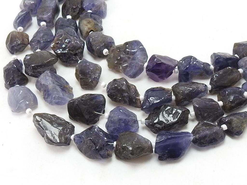 Natural Iolite Polished Rough Tumble Nuggets, 8 Inch Strand, 10-15mm Raw Gemstone Beads, Wholesale Crystal Supplies for Jewelry Making R5