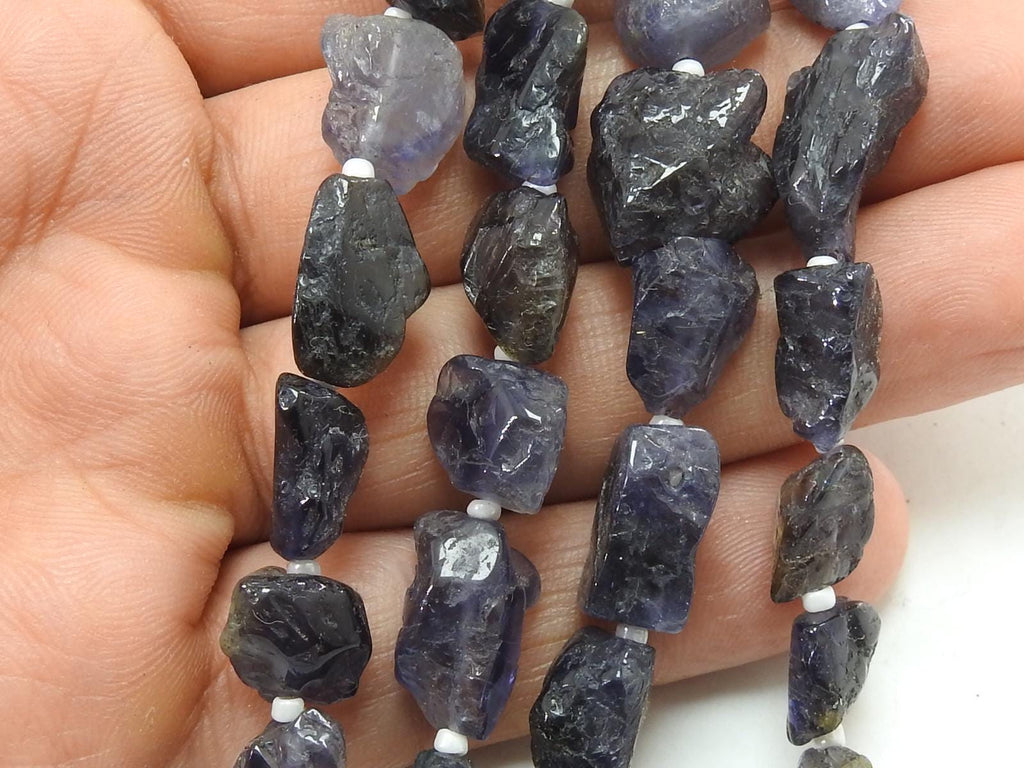 Natural Iolite Polished Rough Tumble Nuggets, 8 Inch Strand, 10-15mm Raw Gemstone Beads, Wholesale Crystal Supplies for Jewelry Making R5
