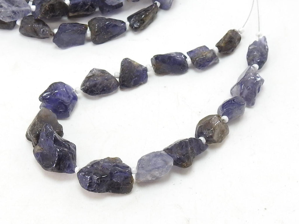 Natural Iolite Polished Rough Tumble Nuggets, 8 Inch Strand, 10-15mm Raw Gemstone Beads, Wholesale Crystal Supplies for Jewelry Making R5