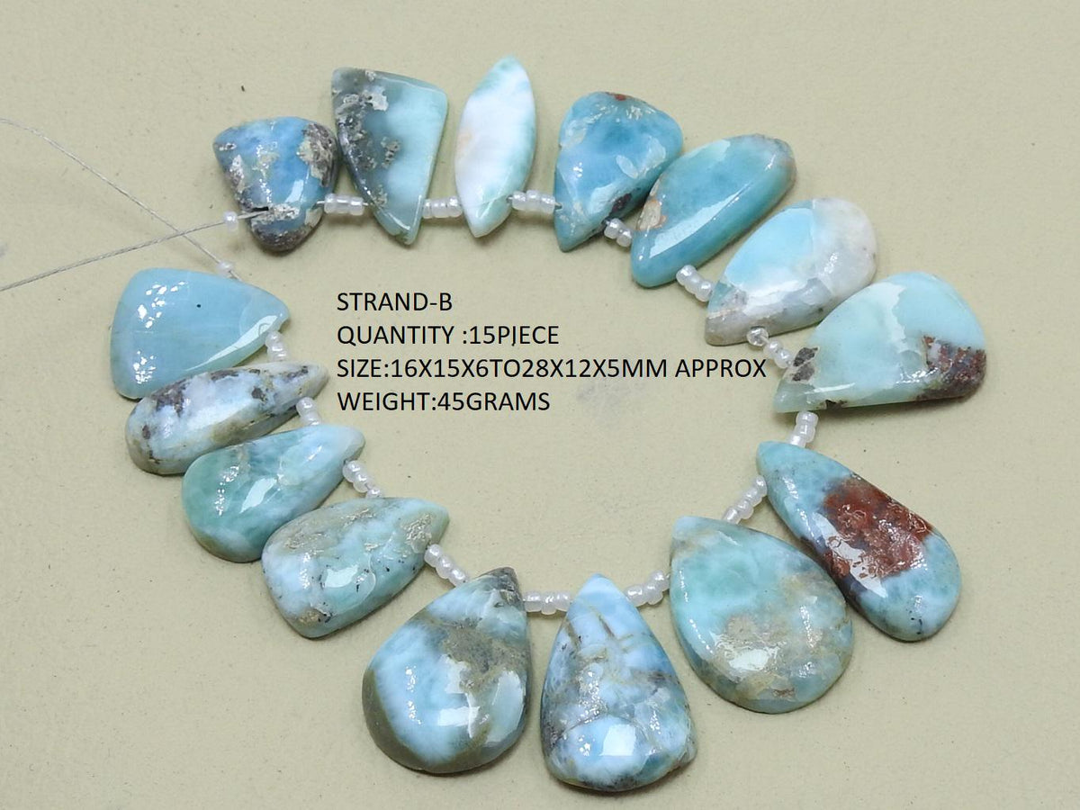 Larimar Smooth Fancy Shape Cabochon Briolette Handmade Loose Gemstone For Making Jewelry Wholesaler Supplies Natural Stone BR2