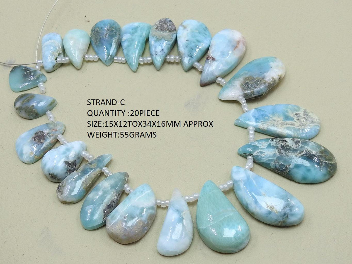 Larimar Smooth Fancy Shape Cabochon Briolette Handmade Loose Gemstone For Making Jewelry Wholesaler Supplies Natural Stone BR2