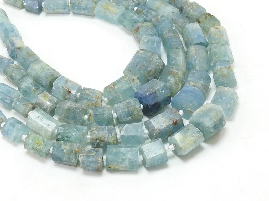 Natural Aquamarine Rough Crystal Tube Beads, Raw Loose Stone 8 Inch Strand, 7x5-12x8mm Approx Wholesale Jewelry Making Supplies RB1
