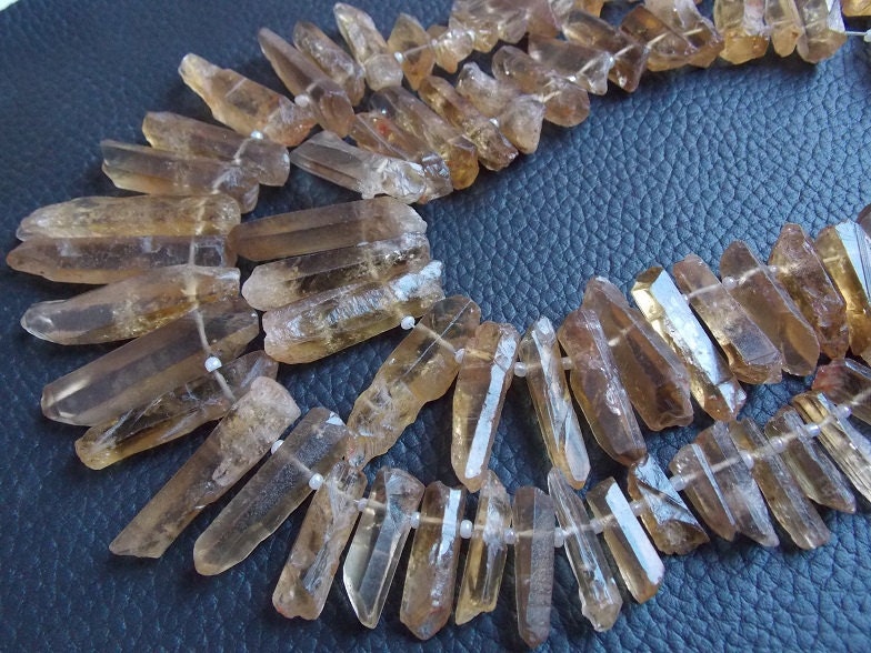 Beer Quartz Natural Rough Stick Beads 12Inches Strand 15To35MM Long Approx Wholesale Price New Arrival R6