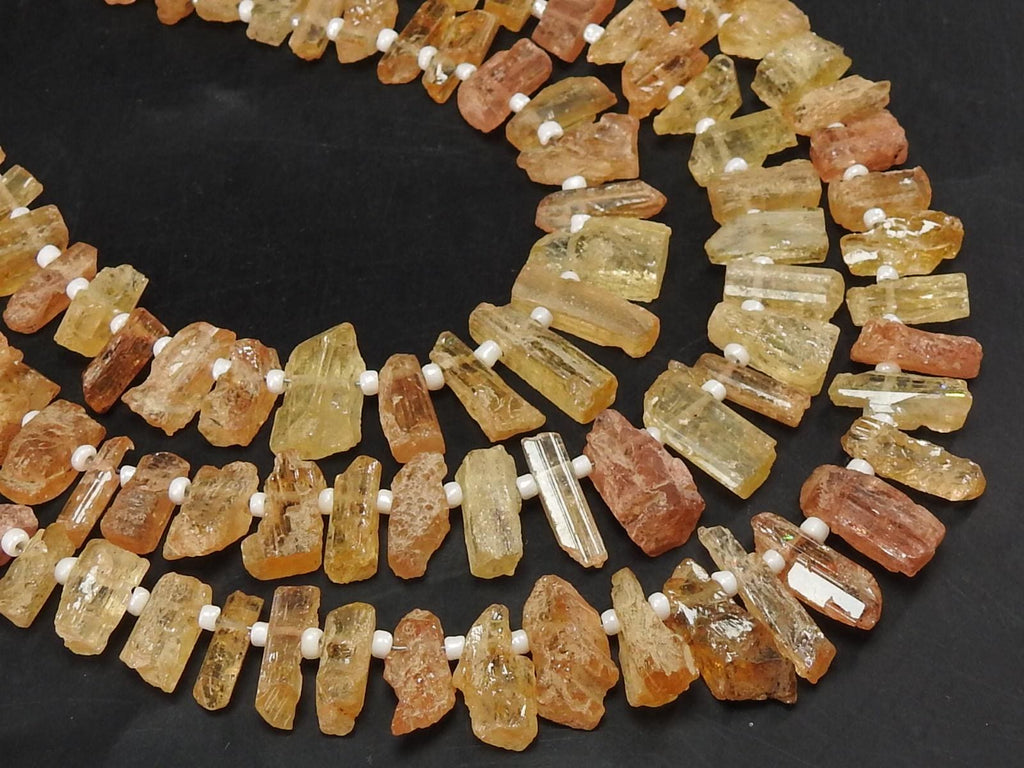 Natural Imperial Topaz Rough Stick Beads 8 Inch Strand Raw Golden Nugget Crystal Points 8-15mm Loose Stone Jewelry Making Supplies RB6