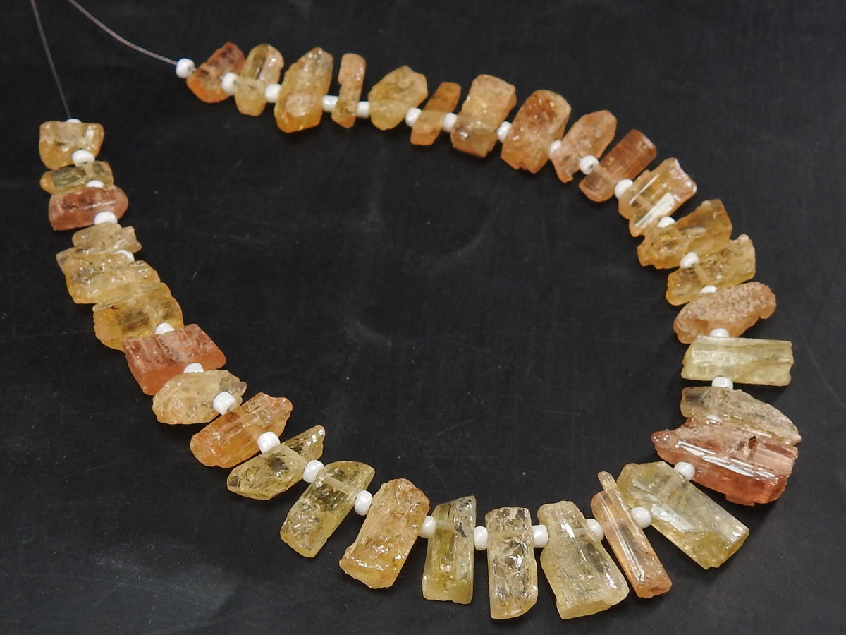 Natural Imperial Topaz Rough Stick Beads 8 Inch Strand Raw Golden Nugget Crystal Points 8-15mm Loose Stone Jewelry Making Supplies RB6