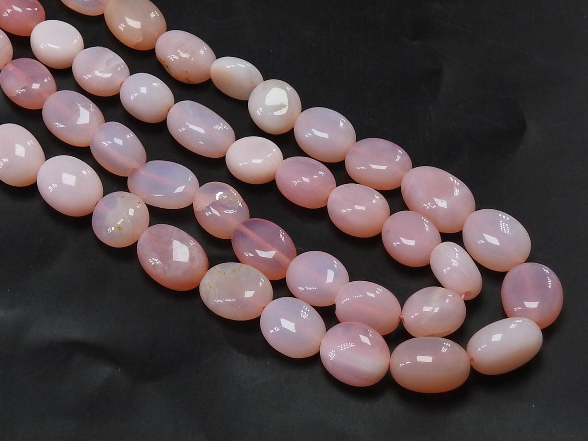 8-10mm Pink Opal Tumble Oval Beads, 16 Inch Smooth Polished Multi Shaded Strand for Jewelry Making, Natural Gemstone Wholesale Supplies