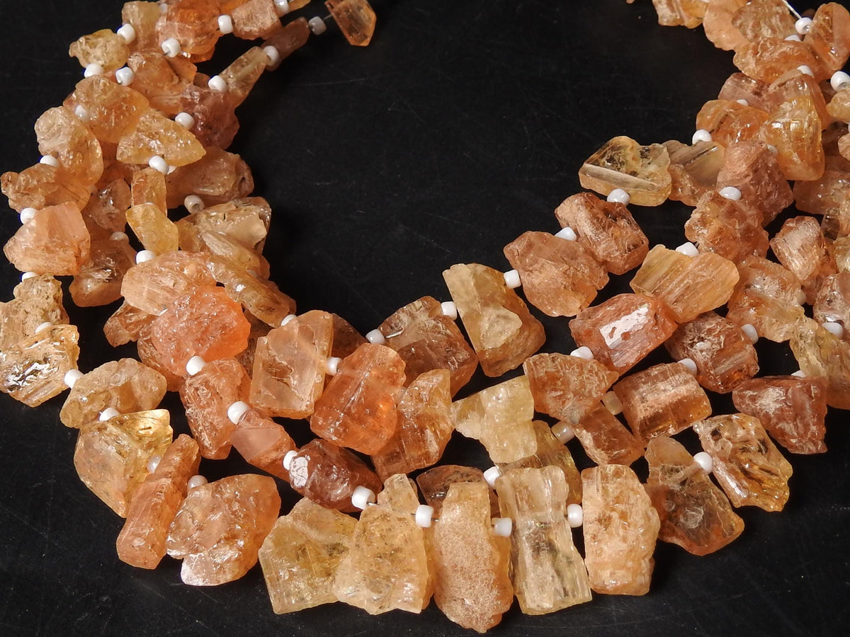 Natural Imperial Topaz Bead Slice Chip Strand, Uncut Nugget Rough Topaz Beads for Jewelry Making, 8 Inches, 5-15mm Wholesale Supplies RB6