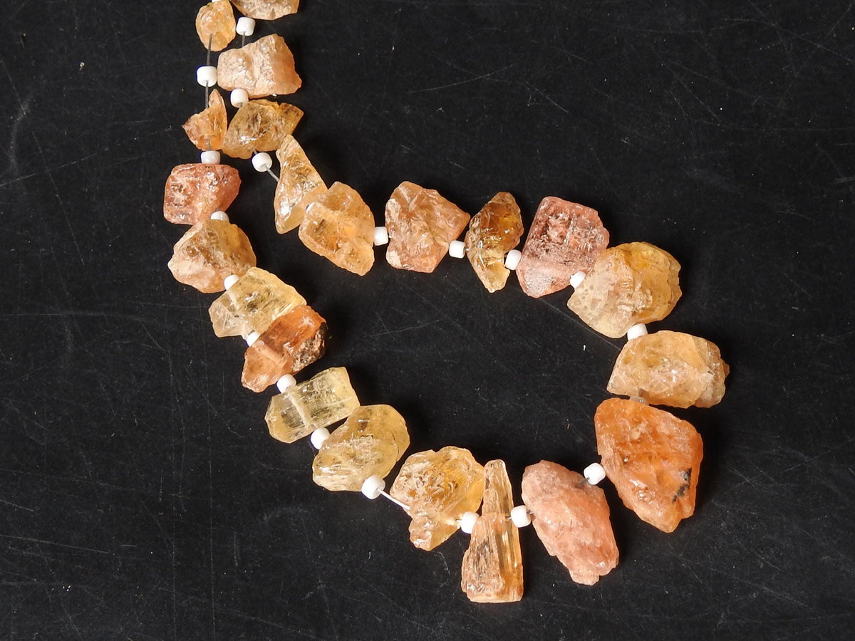 Natural Imperial Topaz Bead Slice Chip Strand, Uncut Nugget Rough Topaz Beads for Jewelry Making, 8 Inches, 5-15mm Wholesale Supplies RB6