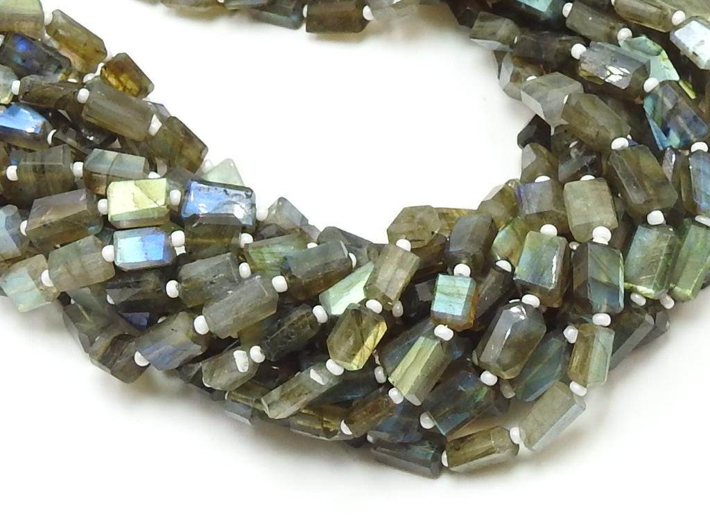 Natural Labradorite Tumble Nugget Multi Flash Step Cut Faceted 15" Strand 6-10mm Wholesale Gemstone Beads for DIY Jewelry Making Supplies