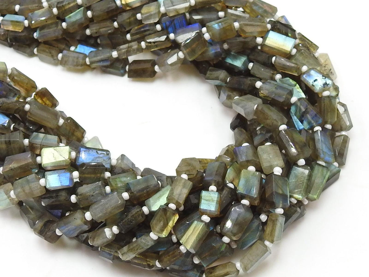 Natural Labradorite Tumble Nugget Multi Flash Step Cut Faceted 15" Strand 6-10mm Wholesale Gemstone Beads for DIY Jewelry Making Supplies
