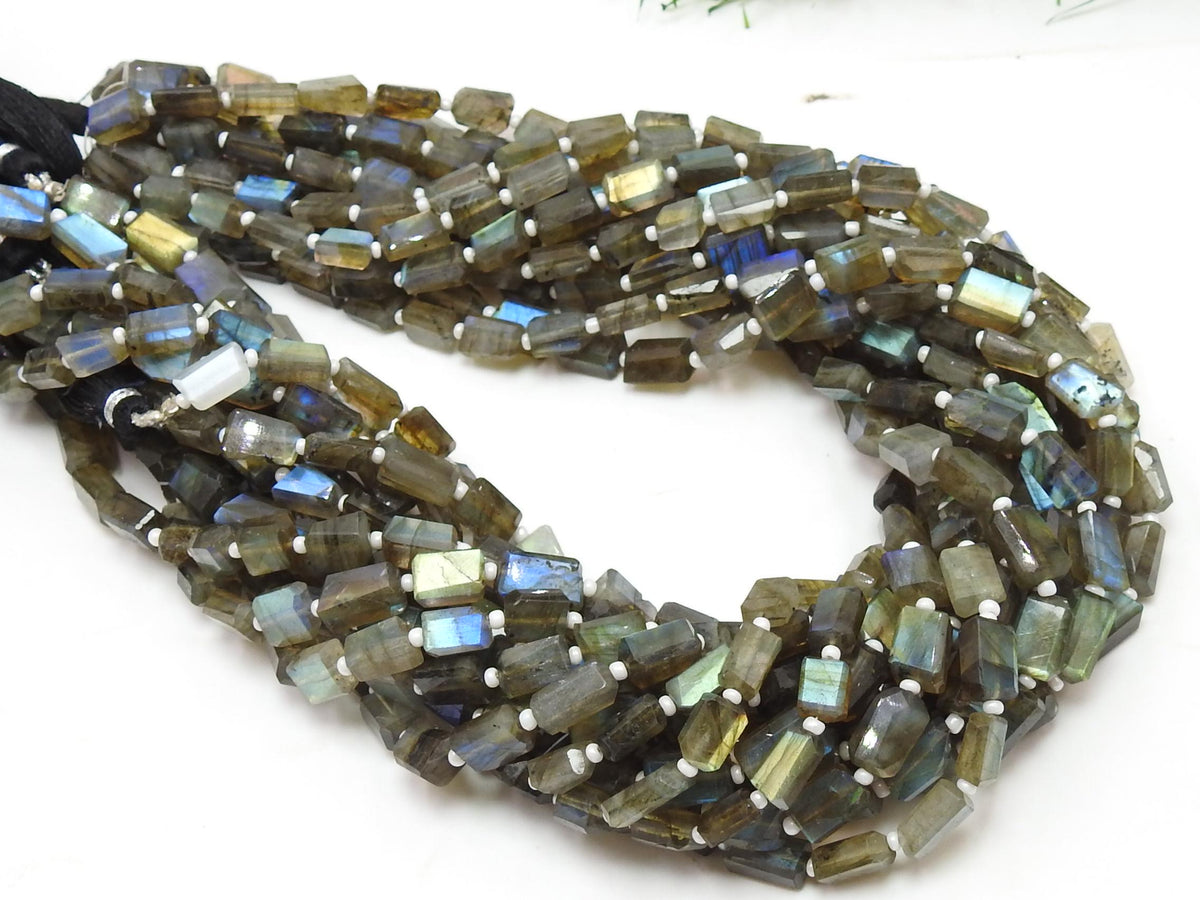 Natural Labradorite Tumble Nugget Multi Flash Step Cut Faceted 15" Strand 6-10mm Wholesale Gemstone Beads for DIY Jewelry Making Supplies