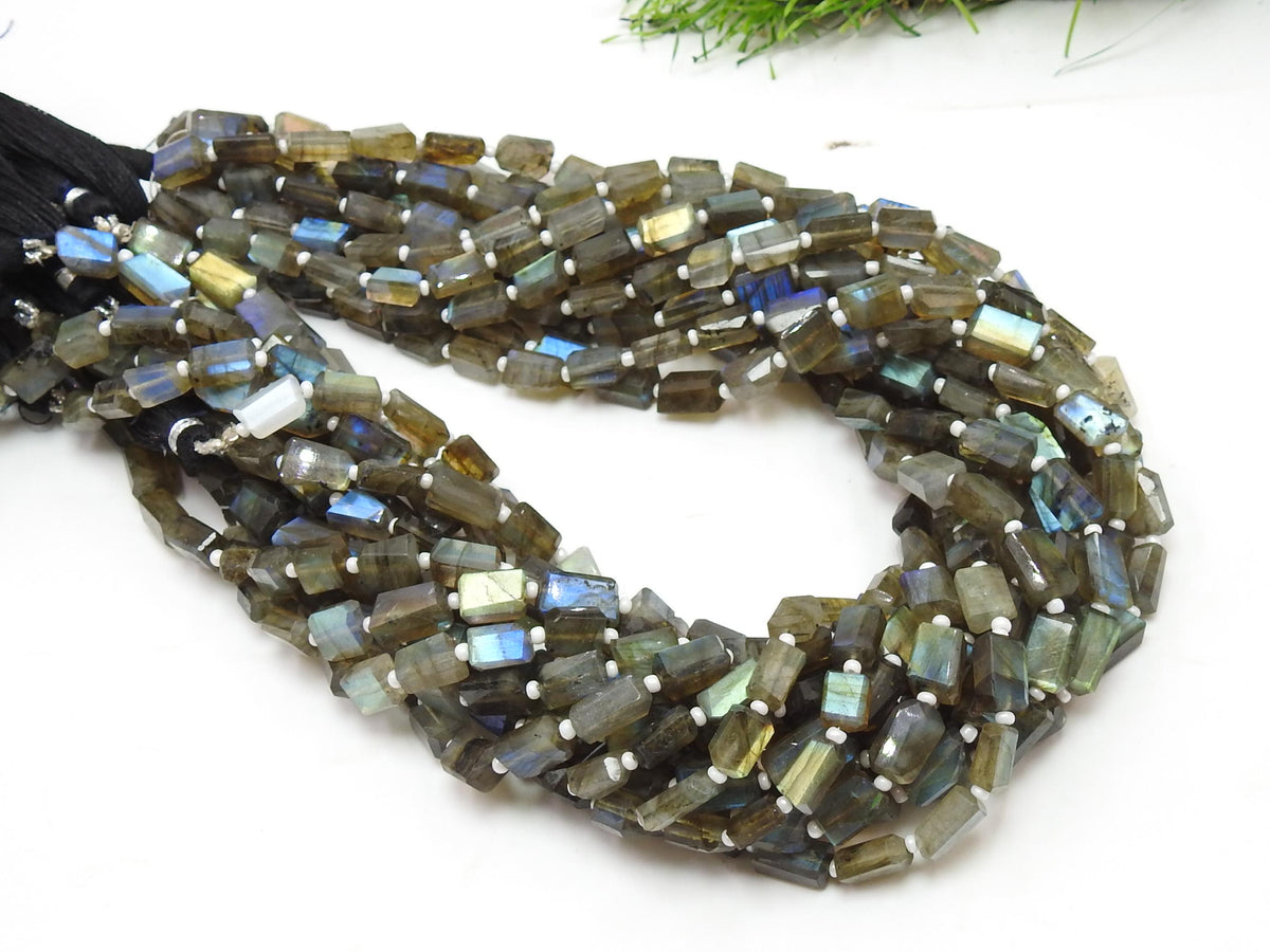 Natural Labradorite Tumble Nugget Multi Flash Step Cut Faceted 15" Strand 6-10mm Wholesale Gemstone Beads for DIY Jewelry Making Supplies