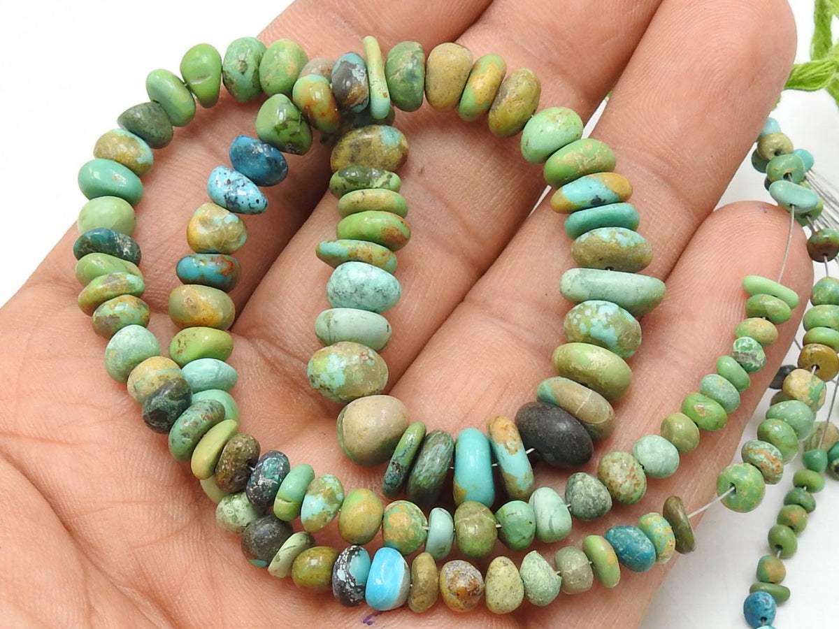 Natural Arizona Turquoise Smooth Irregular Beads 16 Inch Strand 3-10mm Jewelry Making WB-2