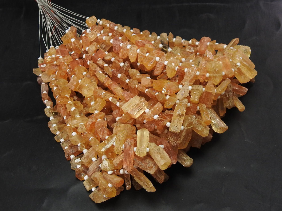 Natural Imperial Topaz Rough Stick Beads 8 Inch Strand Raw Golden Nugget Crystal Points 8-15mm Loose Stone Jewelry Making Supplies RB6