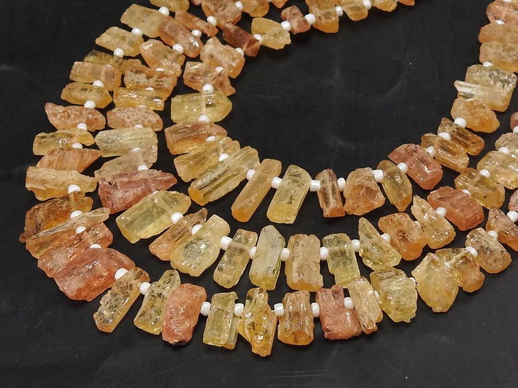 Natural Imperial Topaz Rough Stick Beads 8 Inch Strand Raw Golden Nugget Crystal Points 8-15mm Loose Stone Jewelry Making Supplies RB6