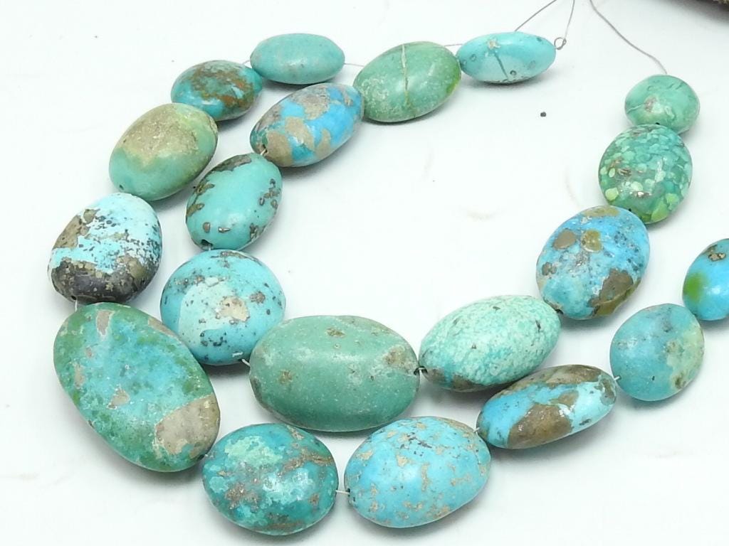 Natural Turquoise Tumble Strand Smooth Polished Oval Beads 8 Inch 15-30MM Wholesale Loose Gemstone For DIY Jewelry Making Stone