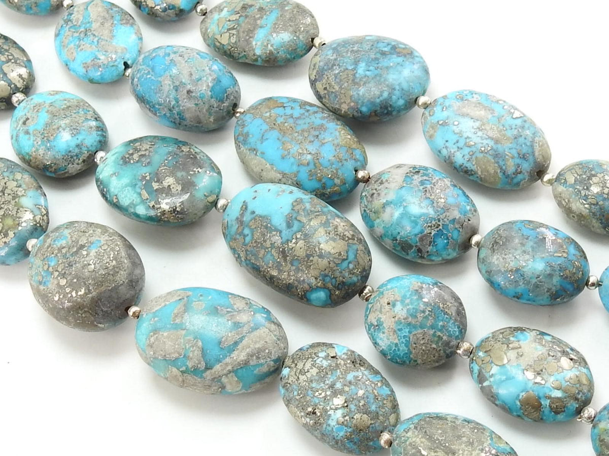 Natural Turquoise Polished Oval Tumble Beads 15-25mm – 8 Inch Strand for DIY Jewelry