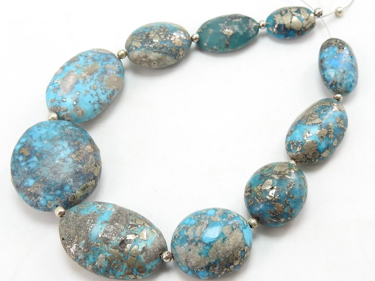 Natural Turquoise Polished Oval Tumble Beads 15-25mm – 8 Inch Strand for DIY Jewelry