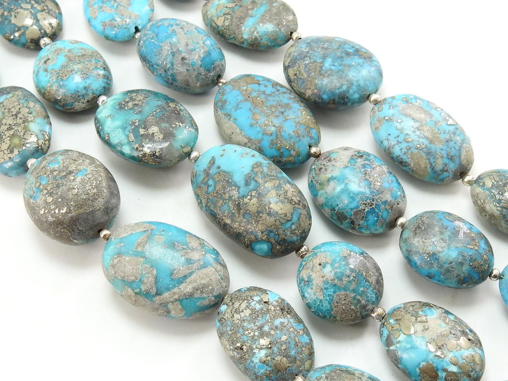 Natural Turquoise Polished Oval Tumble Beads 15-25mm – 8 Inch Strand for DIY Jewelry