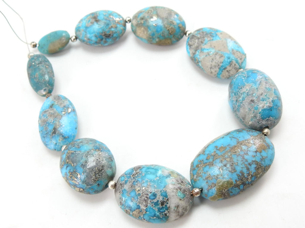 Natural Turquoise Polished Oval Tumble Beads 15-25mm – 8 Inch Strand for DIY Jewelry