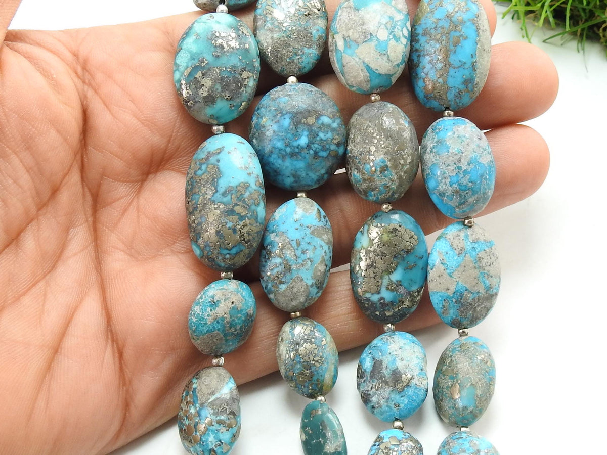 Natural Turquoise Polished Oval Tumble Beads 15-25mm – 8 Inch Strand for DIY Jewelry