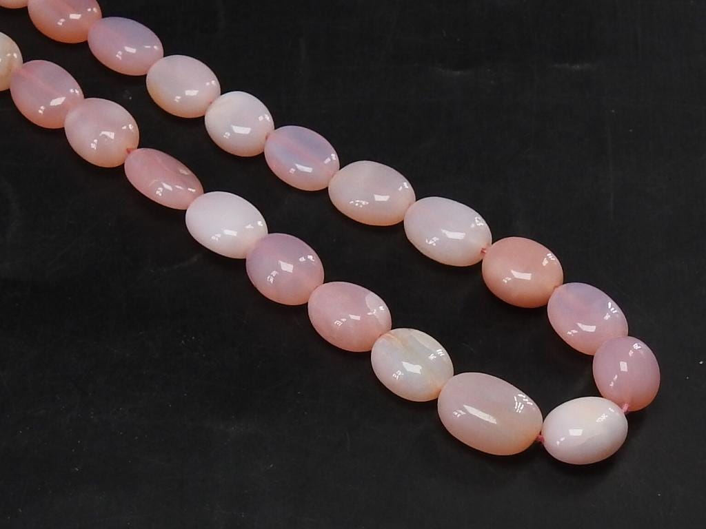 8-10mm Pink Opal Tumble Oval Beads, 16 Inch Smooth Polished Multi Shaded Strand for Jewelry Making, Natural Gemstone Wholesale Supplies