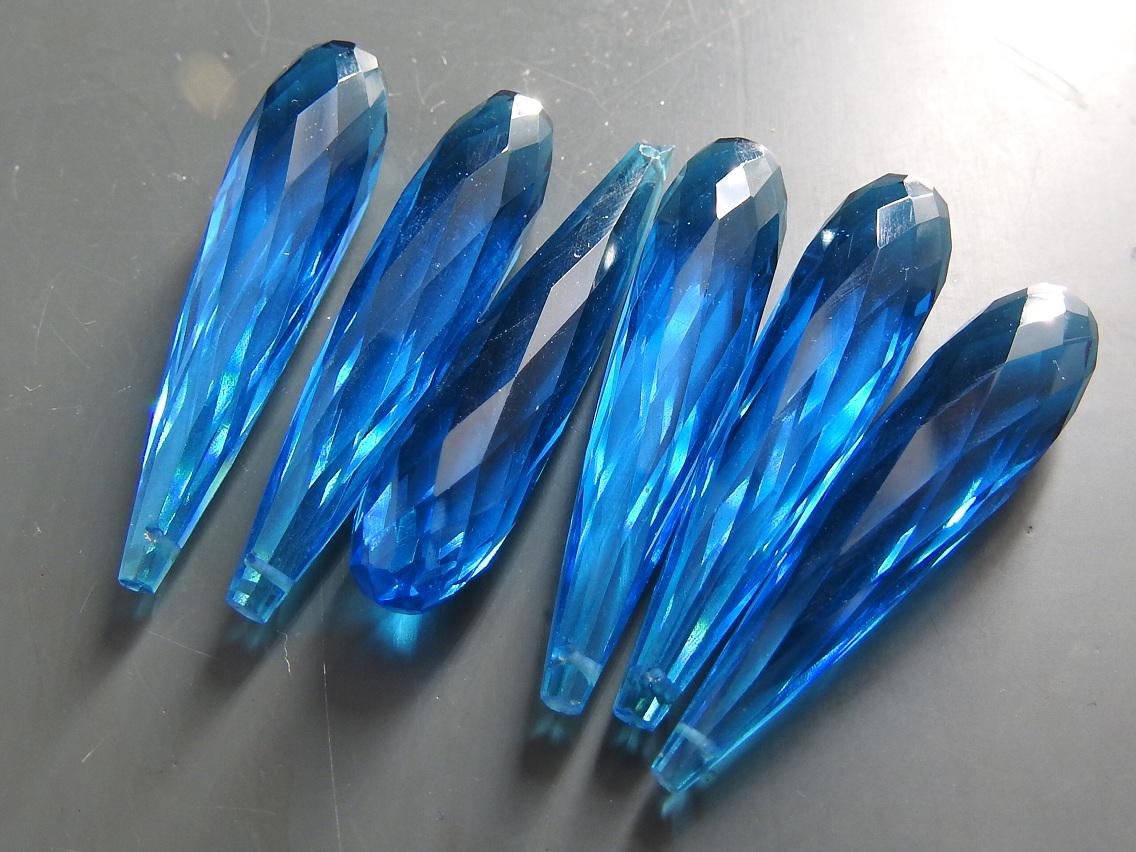 Quartz Faceted Elongated Drop Beads 35mm long  2 Piece Crystal Tear Drop Pendant Charms, Wholesale Jewelry Making Supplies Bulk PME-QA