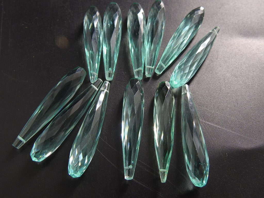 Quartz Faceted Elongated Drop Beads 35mm long  2 Piece Crystal Tear Drop Pendant Charms, Wholesale Jewelry Making Supplies Bulk PME-QA