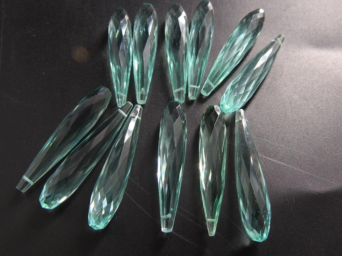Quartz Faceted Elongated Drop Beads 35mm long  2 Piece Crystal Tear Drop Pendant Charms, Wholesale Jewelry Making Supplies Bulk PME-QA