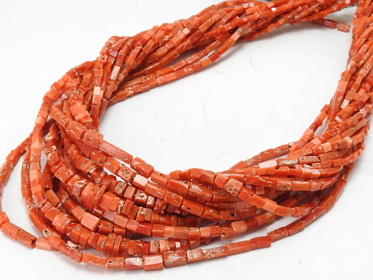 Natural Red Coral Heishe Beads, Smooth Polished 2-4mm Mixed Shape Strand, 16 Inch Italian Coral Gemstone Beads for Jewelry Making