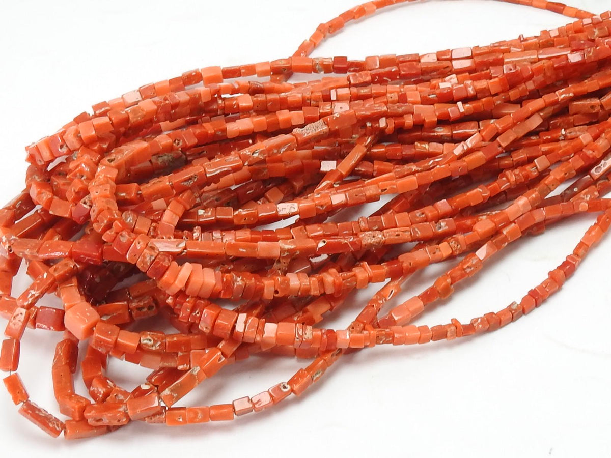 Natural Red Coral Heishe Beads, Smooth Polished 2-4mm Mixed Shape Strand, 16 Inch Italian Coral Gemstone Beads for Jewelry Making