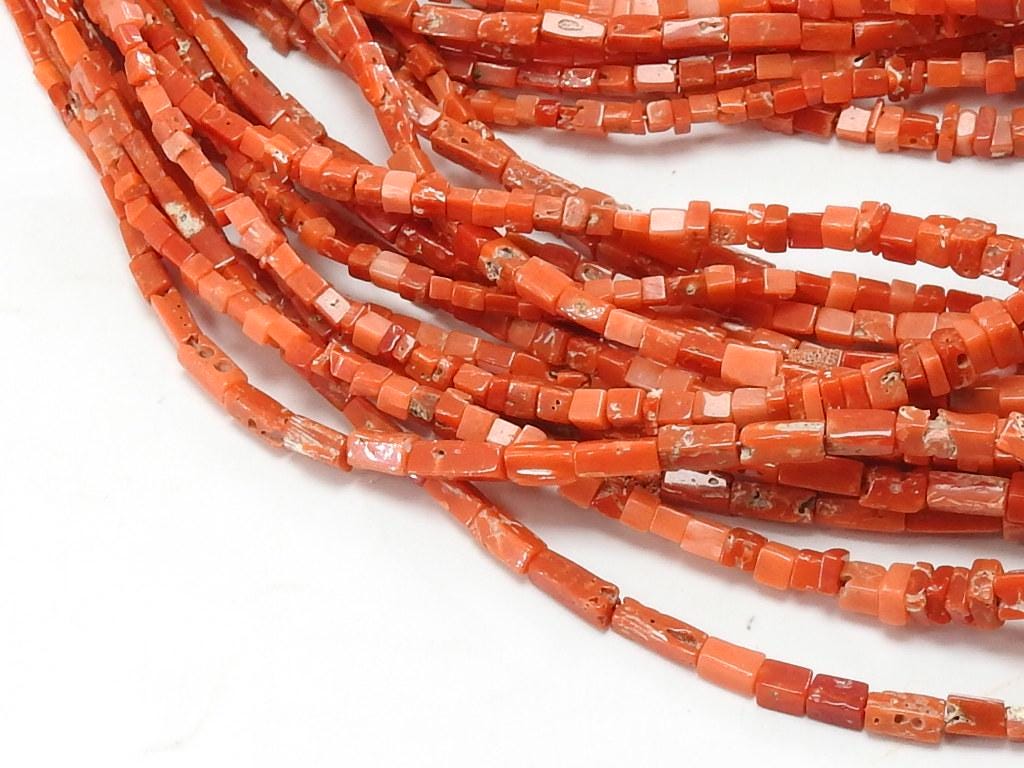 Natural Red Coral Heishe Beads, Smooth Polished 2-4mm Mixed Shape Strand, 16 Inch Italian Coral Gemstone Beads for Jewelry Making