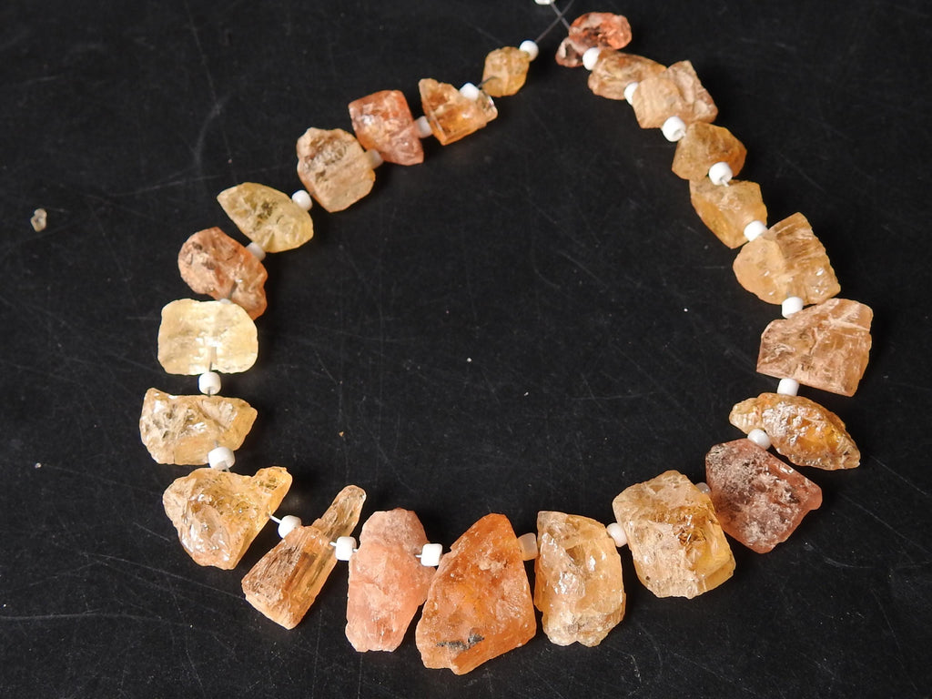 Natural Imperial Topaz Bead Slice Chip Strand, Uncut Nugget Rough Topaz Beads for Jewelry Making, 8 Inches, 5-15mm Wholesale Supplies RB6