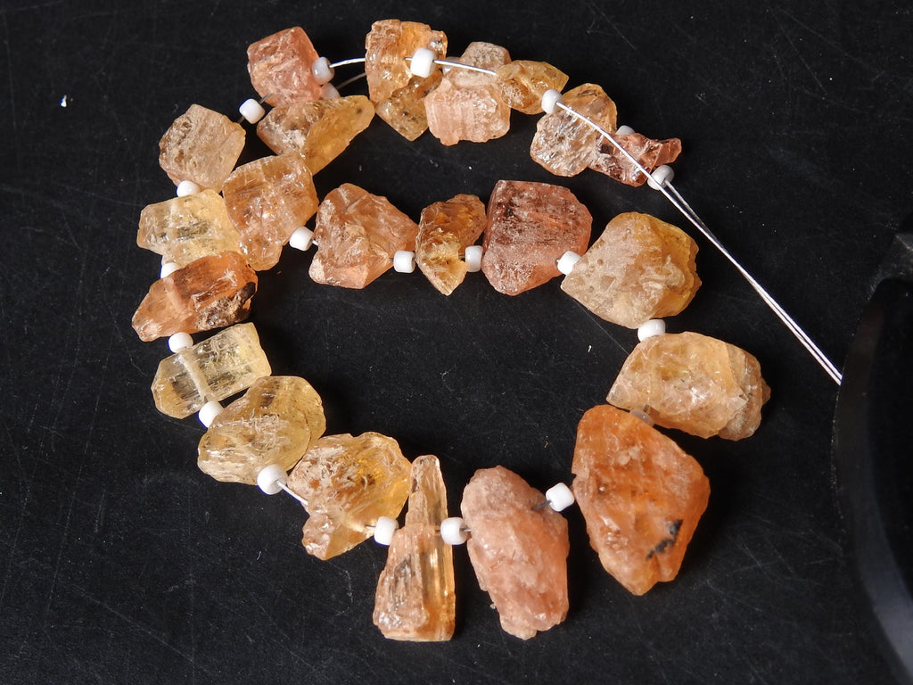 Natural Imperial Topaz Bead Slice Chip Strand, Uncut Nugget Rough Topaz Beads for Jewelry Making, 8 Inches, 5-15mm Wholesale Supplies RB6