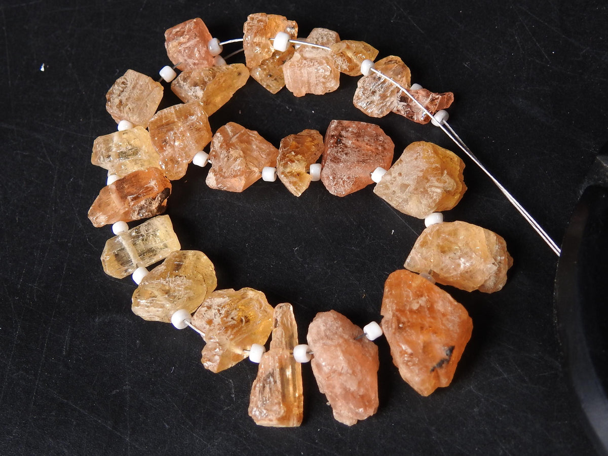 Natural Imperial Topaz Bead Slice Chip Strand, Uncut Nugget Rough Topaz Beads for Jewelry Making, 8 Inches, 5-15mm Wholesale Supplies RB6