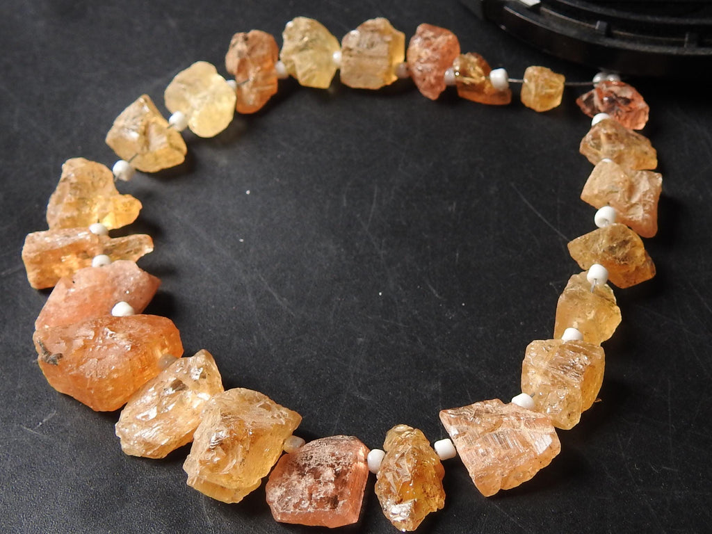 Natural Imperial Topaz Bead Slice Chip Strand, Uncut Nugget Rough Topaz Beads for Jewelry Making, 8 Inches, 5-15mm Wholesale Supplies RB6