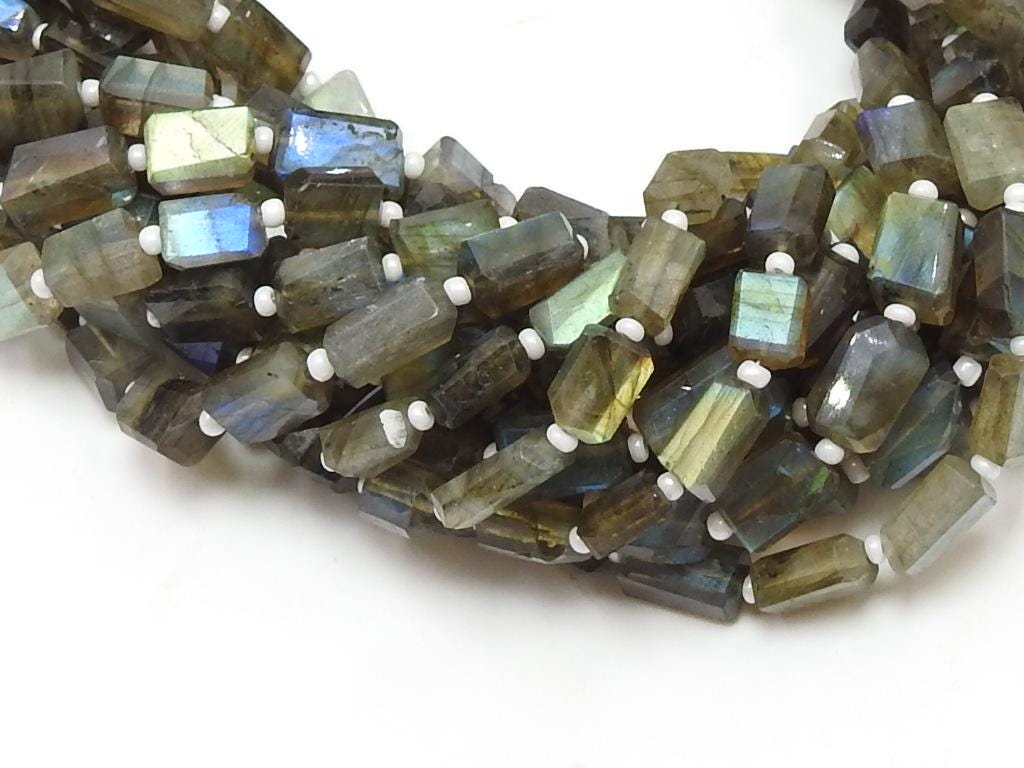 Natural Labradorite Tumble Nugget Multi Flash Step Cut Faceted 15" Strand 6-10mm Wholesale Gemstone Beads for DIY Jewelry Making Supplies