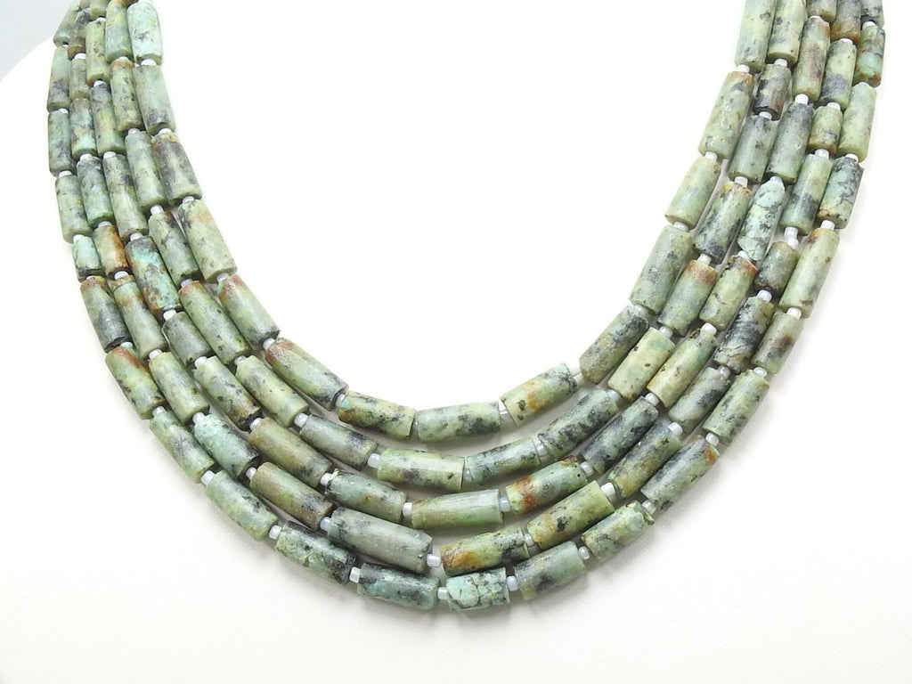 African Turquoise Tube Shape Matte Polished Bead 14Inch 8X5To18X5MM Approx Natural Stone WB-2