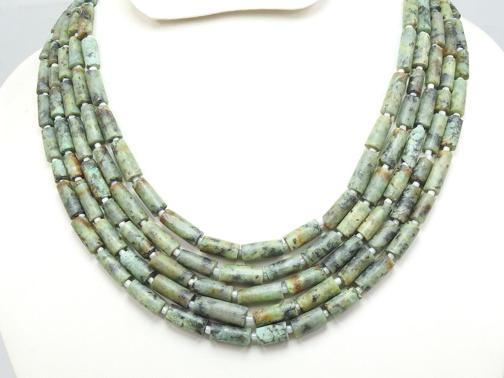 African Turquoise Tube Shape Matte Polished Bead 14Inch 8X5To18X5MM Approx Natural Stone WB-2