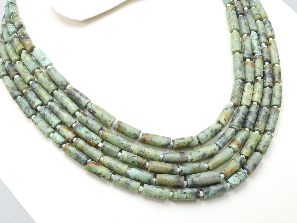African Turquoise Tube Shape Matte Polished Bead 14Inch 8X5To18X5MM Approx Natural Stone WB-2