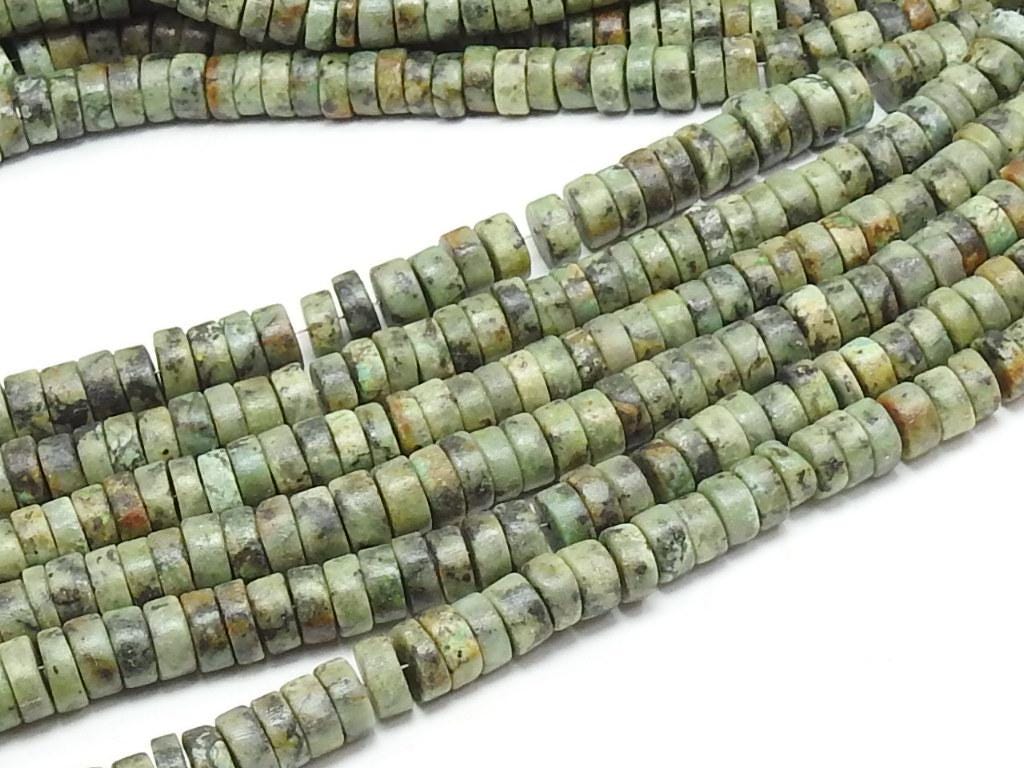 Natural African Turquoise Beads, 16Inches Smooth Matte Polished Tire Coin Button Wheel Shape Strand, Loose Gemstone Jewelry Supplies T3